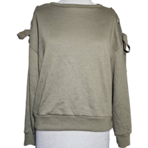 Green Crop Lace Up Sholder Sweatshirt Size Small  - £19.83 GBP
