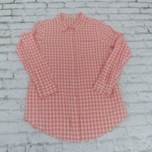 Olive &amp; Oak Button Up Shirt Womens Medium Orange Plaid Long Sleeve Collared  - £12.78 GBP
