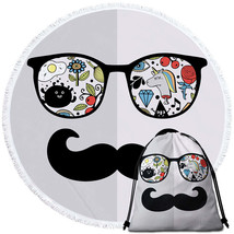 Funny Crazy Drawings on Cool Glasses Round Beach Towel - $14.90+
