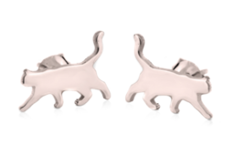 Cat Earrings: Sterling Silver, 24K Gold, Rose Gold - £70.28 GBP