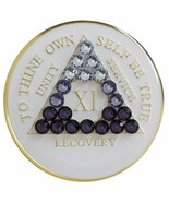 1 - 40 Year White AA Medallion Purple Transition Swarovski Crystal Sobri... - $20.99