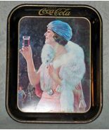 Vintage Coca-Cola Flapper Girl With Mink Litho Black Metal Coke Tray 197... - $23.76