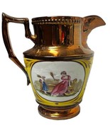 Antique Copper Luster Lustre Jug Pitcher Badminton Racquet Sport Mother ... - $101.49 CAD