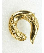 Vintage Costume Jewelry, Gold Tone Filigree and Polished Scarf Clip PIN93 - £9.94 GBP