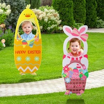 Stable Easter Face Yard Decorations Wind Resistant Large Egg Hunt Bunny Happy Ea - £26.00 GBP