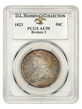 1823 50c PCGS AU50 (Broken 3) ex: D.L. Hansen - £2,263.33 GBP