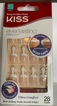 French tip Kiss Everlasting French Glue Nails square tip Short 53237 NO ... - $10.39