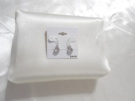 Department Store 7/8&quot; Silver Tone Simulated Diamond Dangle Drop Earrings... - $11.51