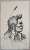 Native American Chief Framed Signed Art Print Bob Edgar Cody WY 1979 Wes... - $28.04