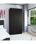 Austral 3 Door Armoire with Two Drawers, Shelves, and Hanging Rod - Black - $1,101.60 CAD