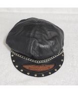 VTG 80s Harley Davidson Motorcycles Leather Captain&#39;s Cap Hat Chain Stud... - $160.92 CAD