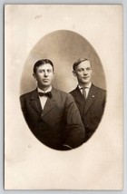 RPPC Portrait of Two Gentlemen Oval Masked Real Photo Postcard B38 - £5.97 GBP