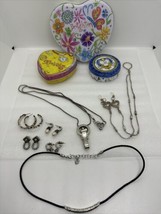 Brighton jewelry Lot Glasses Chain, Necklaces, 4 Pairs Of Earrings, Case... - £65.54 GBP