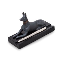 Bey Berk Egyptian Dog Pen Holder with Blue Patina Finish on Black Wood Base - £39.34 GBP