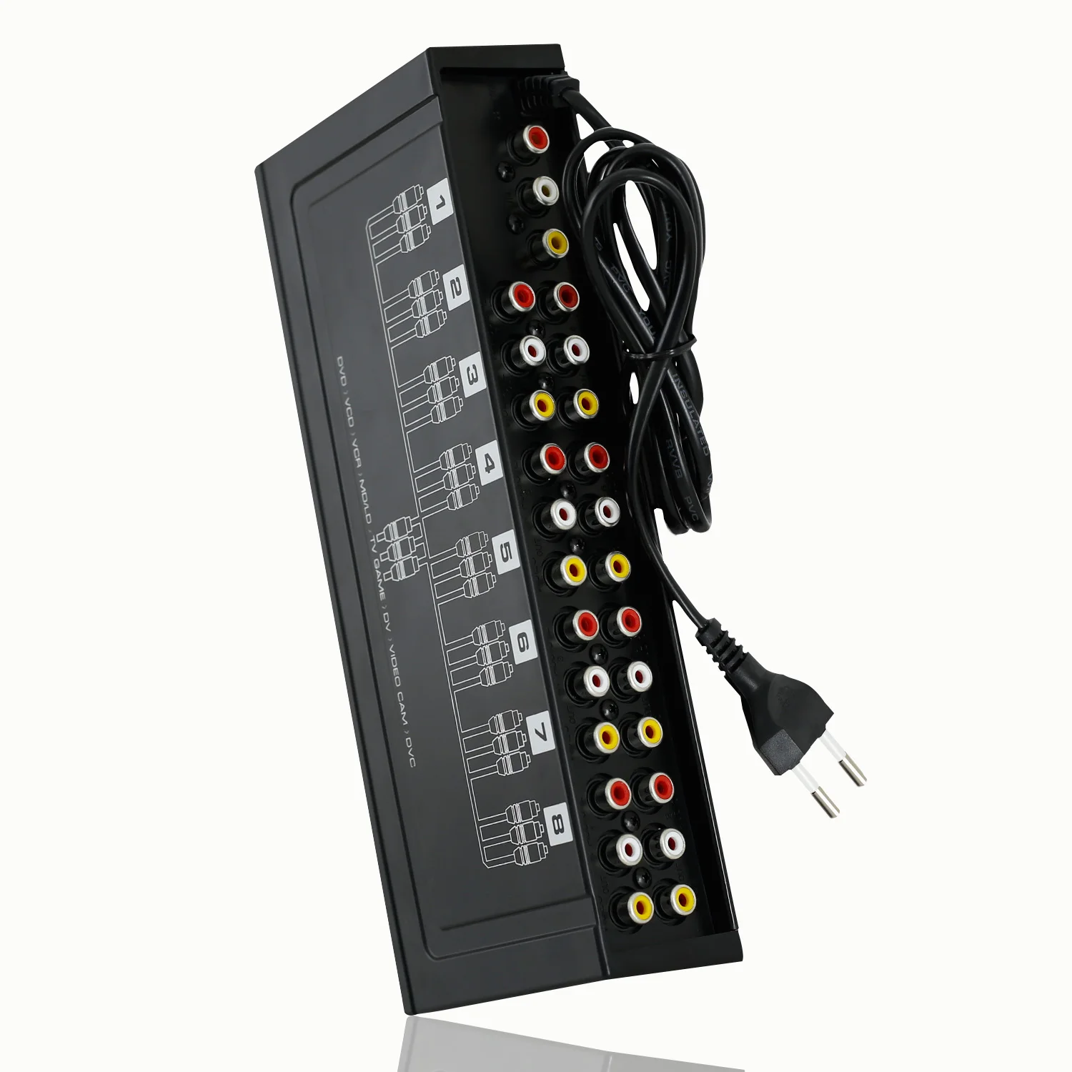 8 Ports 1 In 8 Out 8 ways 3 RCA AV Audio Video Splitter Amplifier Box for TV Box - £30.07 GBP
