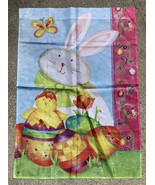 Large Sue Zipkin Easter Bunny Tulips Eggs Spring Yard Garden Porch Flag ... - £7.50 GBP