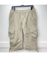 North Face Cargo Capri Sz 8 Beige Nylon Hiking Trail Cropped Pants Cinch... - £12.81 GBP