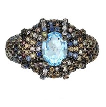 All Natural Oval Swiss Blue Topaz Sapphire Sterling Silver Ring Size 9 - £122.66 GBP