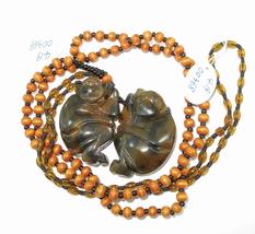 1.9&quot;China Certified Nature Yellow Dragon Jade Lucky Monkey Pair Fine Carved Neck - £61.59 GBP