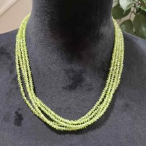 Womens Fashion Green Clear Crystals Peridot Layered Beaded Collar Necklace - £19.98 GBP