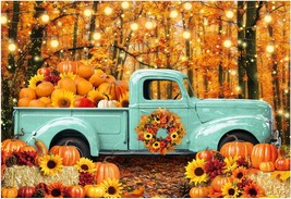82&quot; x 59&quot; Autumn Forest Blue Truck Backdrop for Portrait Photography Picture Fal - £26.86 GBP