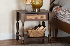 Eiko Dark Brown Nightstand w/Rattan - $1,147.96 MXN