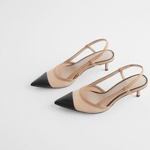 Women Shoes Mesh Slingback Pumps Summer Stiletto Heel Woman Shoes Color Contrast - £40.70 GBP