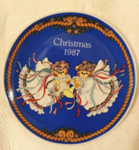 Lucy &amp; Me Christmas Plate 1987 Blue Porcelain Collector&#39;s Plate - £10.39 GBP