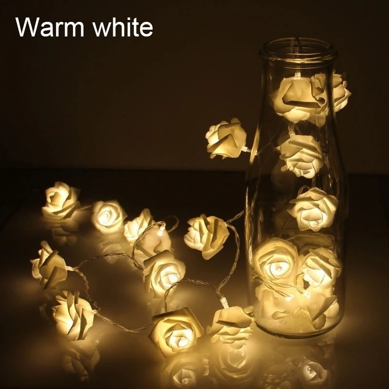 20 LEDs Rose Flower Fairy String Lights Battery Powered Romantic  Lamp Wedding V - £125.95 GBP