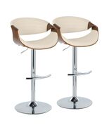 LumiSource Mid-Century Modern Adj. Swivel Barstools Walnut/Cream (Set 2) - $445.99