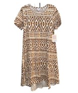 NWT LuLaRoe Medium Cream Brown Rust Tan Aztec Carly Swing Dress - $41.57
