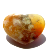 Heart Polished Small Coral Flower Agate  HR110 - £8.87 GBP