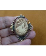 (CS36-1) Woman w/ hair band flower off white CAMEO jewelry Pin Brooch Pe... - $30.01 CAD