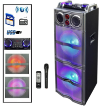 beFree 2000W Double 10&quot; Subwoofer Portable Bluetooth PA DJ Party Speaker w MIC - £107.04 GBP