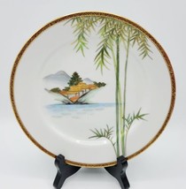 Vtg Japanese Kutani Kogeisha 7.75&quot; Porcelain Salad Plate w/ Mountains &amp; Bamboo  - £9.31 GBP