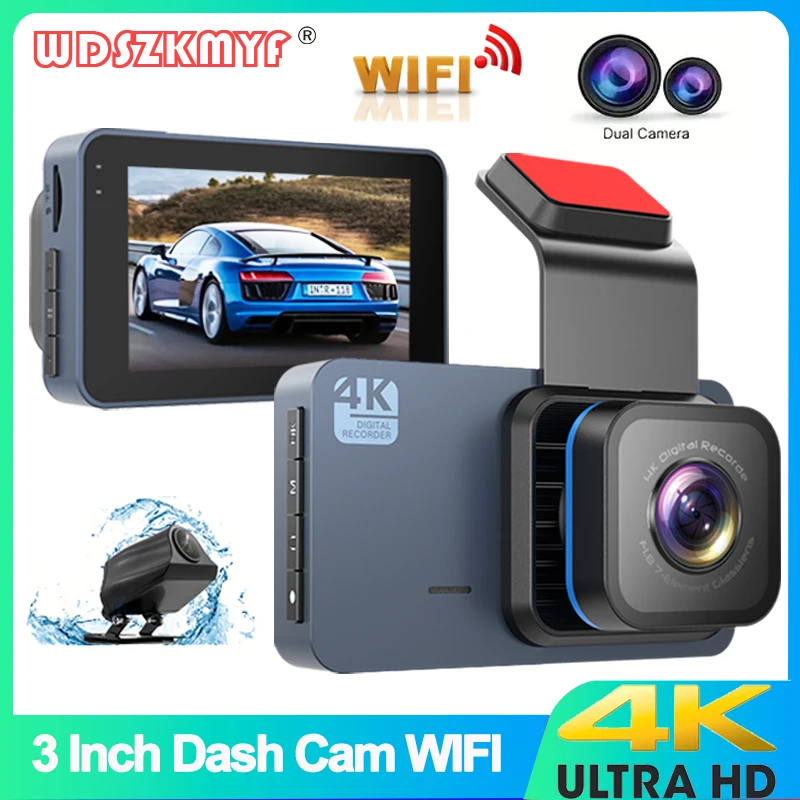 4K Front and Rear Camera Car Dvr WIFI Dash Cam for Cars   Video Recorder Rear - £34.80 GBP+