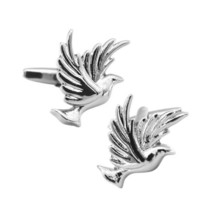 Dove Of Peace Cufflinks Flying Bird Symbol Renewal Love Wedding Groom Gift Bag - £9.55 GBP