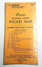 NOS Sealed Vintage 1950&#39;s Cram&#39;s Modern Series Pocket Map Turkey #375 - £10.90 GBP