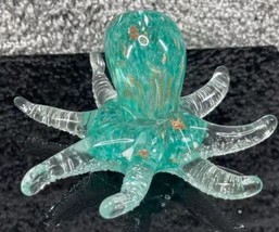 Art Glass Crystal Octopus Teal Figurine Decoration Nautical Home Decor - £18.61 GBP