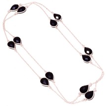 Black Spinel Faceted Handmade Gemstone Fashion Necklace Jewelry 36" SA 2975 - £3.98 GBP