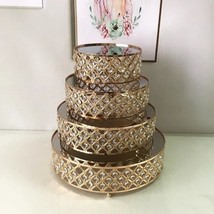 4pc Gold Plated Mirror Wedding Birthday Party Cake Dessert Tray Stands - £177.96 GBP