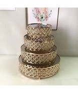 4pc Gold Plated Mirror Wedding Birthday Party Cake Dessert Tray Stands - £175.67 GBP