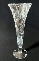 Antique Crystal Trumpet Vase with Cut and Etched Wheat Pattern 9.25&quot; - £15.98 GBP