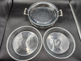 Vintage FIRE KING Sapphire Blue 4-Piece Nesting Pie Plates With Holder - $34.62