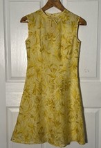 Vintage 60s Global International Mini Dress Handmade Yellow Sheer Overlay - £19.73 GBP