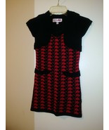 Derek Heart Girl Red multi-color acrylic houndstooth shrug knit dress   ... - $6.38