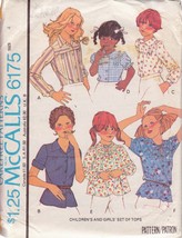 McCALL&#39;S PATTERN 6175 SIZE 4 GIRLS&#39; SET OF BLOUSES IN 6 VARIATIONS - $3.00