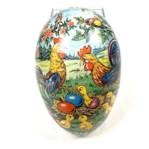 Large Vintage Paper Mache Easter Egg Candy Container 7&quot;x4&quot; Ducks Chicken... - £32.39 GBP