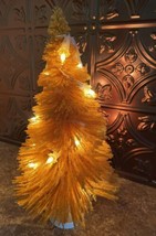 Vtg Bottle Brush Christmas tree Table Top Flocked w/lights Fall Halloween MCM - £34.40 GBP