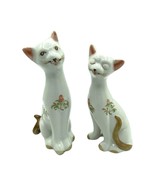 2 Vintage Hand Painted Porcelain Cat Figurines Kittens 6 inches - $24.68